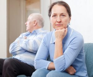 elder couple in a conflict - gray divorce