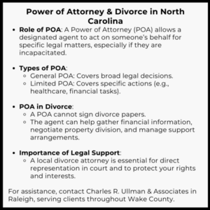 Power of Attorney & Divorce in North Carolina